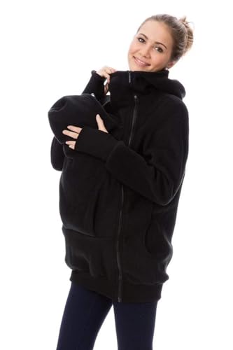 HAZARA HAZARA3-in-1-Frauen-Schwangerschaftsjacke, warme Känguru-Softshell-Kapuzenjacke, Tragejacke, verdickte, modische Mutterschaftsmode, Winterjacke-eisenhaltig||M