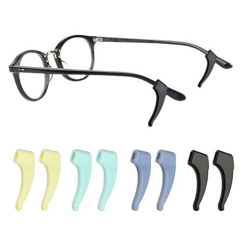 Image of Obtheleg Anti-Slip Silicone Eyeglass Ear Grips (4 Pairs) | Comfortable soft glasses ear hooks, non-slip temple tips retainer holders for sunglasses and spectacles.