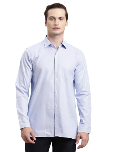 Image of Turtle Men Pure Cotton Regular Fit Dobby Light Blue Formal Shirt||Formal Shirt||Men's Shirt