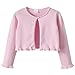 Girls Sweaters Long Sleeve Cardigan Toddler Kids Bolero Shrugs One Button Closure Cover Up Ruffle (Pink, 4-5 Years)