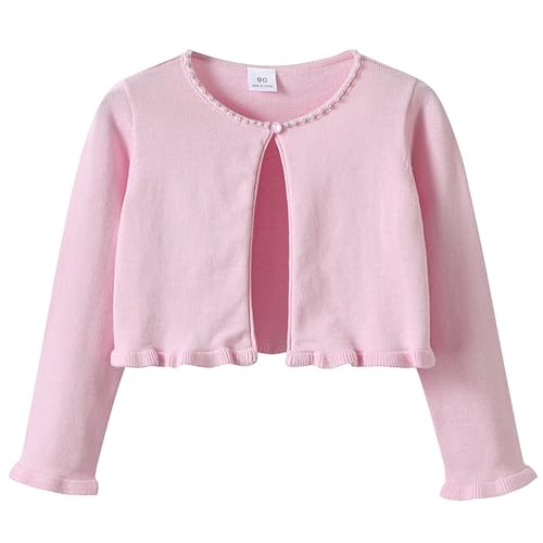 Girls Spring Fall Round Neck Coat Fashion Wooden Ear Edge Pearl Knitted Cardigan Solid Color Girls 5t Sweater Girls3