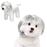 【Charming Club】犬 猫 ハロウィン コスプレ かつら ペットウィッグ帽子 コスチューム レディース髪 子犬 子猫 小型犬 大型犬被り物 面白い 目に立つ 笑える ワンちゃん 変身 YouTube Tik Tok 撮影道具 (B-銀)