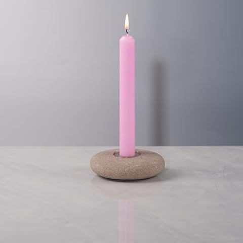 ICNBUYS Handmade Natural Pebble Taper Candle Holder Handcrafted Taper Candle Holder for Altar, Mantle, Desk, Table, Shelf Cover