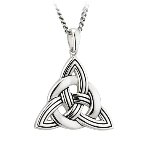 Biddy Murphy Womens Celtic Knot Necklace Heavy Sterling Silver Made in Ireland