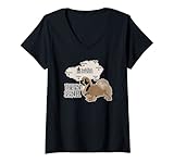 Spaniel tibetano Mujer Spaniel tibetano con Mapa del Tíbet Camiseta Cuello V