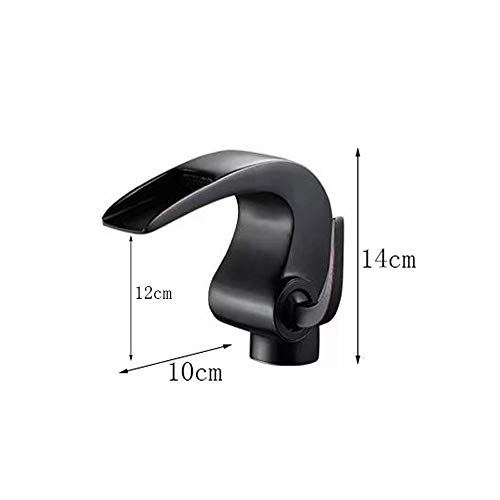 Robinet mitigeur cascade laiton noir pour vasque de salle de bain familiale