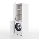 Mobile Lavatrice Asciugatrice Con 2 Ante E Ripiani Mobiletto Lavanderia Bagno Armadietto Verticale Armadio Salvaspazio Con Vano Incasso Chiusura Soft Closing Design Moderno 70 × 70 × 180 Cm Bianco