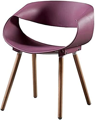 SJIALEN 1 Pcs Modern Kitchen Dining Chairs, Wood Legs Backrest Chair Dining Chairs Leisure Plastic Chair Office Meeting Chair Kitchen Chair (Color : Purple, Size : 47x50x80cm)