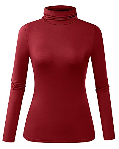 Image of Herou Womens Long Sleeve Turtleneck Slim Fitted Lightweight Casual Active Layer Tops Shirts