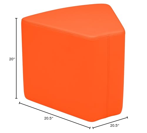 Image of Sprogs 18 inch H Structured Wedge Stool -Flexible Modular Collaborative Soft Seating for Office, Home, Lounge and School Classrooms with Durable Frame & Set of 2 inch Legs Add-on - Orange