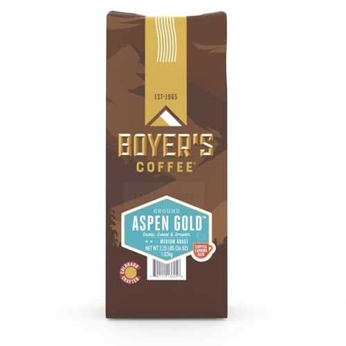 Boyer Coffee Medium Roast Ground Coffee, Aspen Gold, 36 oz