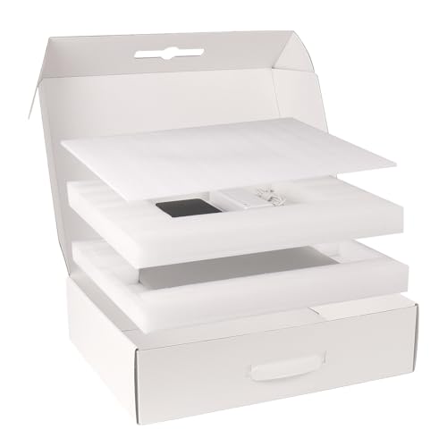 Laptop Shipping Box with Adjustable Foam, Cardboard Computer Container for Shipping, Fit Up to 17...