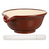 STOBOK セラミックすりこぎセット ニンニク粉砕ボウル 大型13cm キッチン用調味料すり鉢 薬用錠剤粉砕対応