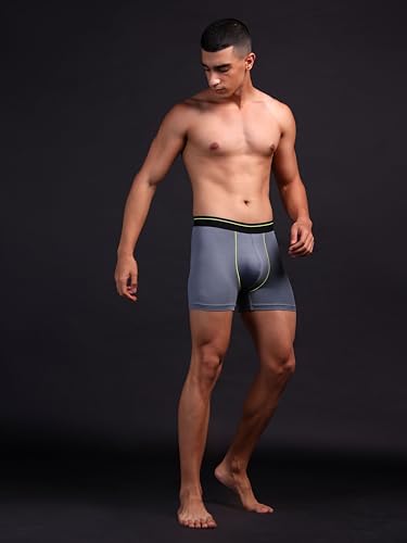 Image of TECHNOSPORT Men's Colorblock Trunks Underwear with ElastoLITE 4 Way Stretch Lightweight Breathable Moisture Wicking Soft Anti Odour Anti Microbial UPF 50+ Comfort Fit Boxer Briefs Innerwear for Men