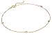 14k Yellow Gold Chain and Bead Anklet, 9" + 1" Extender