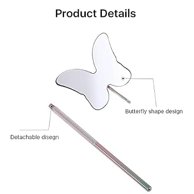 Cute Butterfly Lash Mirror for Eyelash Extensions, 2.5inch Stainless Steel Detachable Eyelash Makeup Mirror, Lash Extension Supplies, Rainbow Color