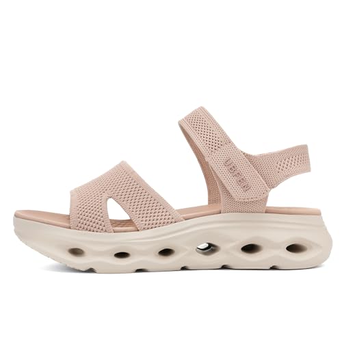 Image of UBFEN Womens Comfortable Walking Sandals with Cushioned Sole | Non-Slip Rocker Bottom, Arch Support, Adjustable Straps, Lightweight Water Sport Platform Summer