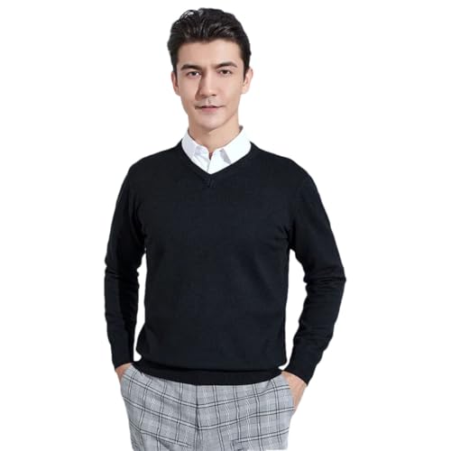 Men's Cotton Classic V-Neck Knitted Sweater Men Soft Warm Business Casual Pullover Top