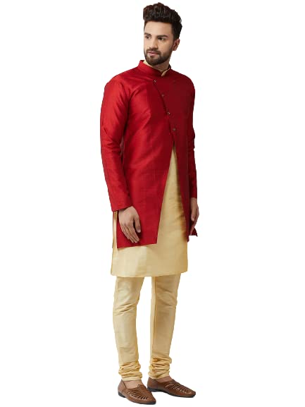 Image of SOJANYA Men's Silk Blend Solid Kurta & Pyjama Set