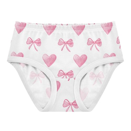 Wusikd Pink Heart Bow White Girls' Underwear Cotton Girls Briefs Soft Toddler Underwear 2T
