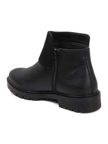 Image of ELLE Women's Chic Dual Texture with Gold-Tone Embellishment Ankle Boots