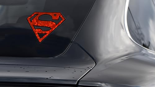 Image of Elektroplate Superman Logo Reflective Car Decal Red 3.85 inch | Officially Licensed DC Comics - Weatherproof Automotive Grade Sticker - Water Bottle, Laptop & More - Made in the USA