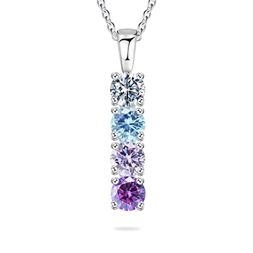 ORFANDE 925 Sterling Silver Personalized Simulated Birthstones Necklace for Mother Custom Mother Necklaces with 1-6 Birthstones Personalized Family Necklace for Mother's Day