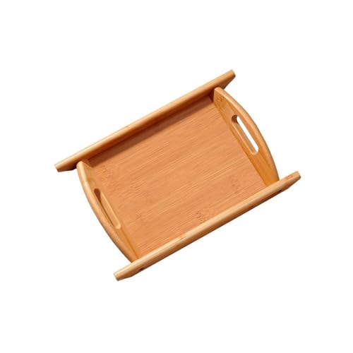 Plateau en bois de service rectangulaire robuste avec anses intégrées