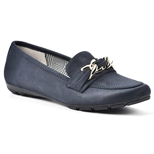 Cliffs By White Mountain Women's Gainful Loafer, Navy/Suedette, 10 W #TOP2