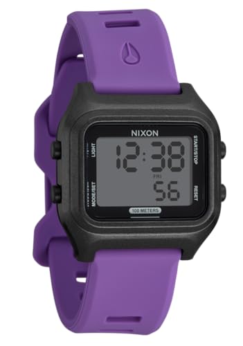 NIXON Ripper A1399-100m Water Resistant Men's Digital Sport Watch (36.5mm Face, 20mm Silicone Band) - Made with Recycled Ocean Plastics, Black / Purple, One Size, Ripper