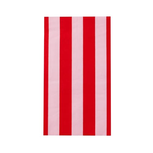 Image of Bonjour Fete Pink & Red Cabana Stripe Guest Towels, Pack of 20, 4.25x7.75 inch