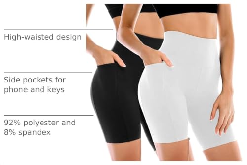 Image of Leafigure 2 Pack Womens Biker Shorts with Pockets 6 inch