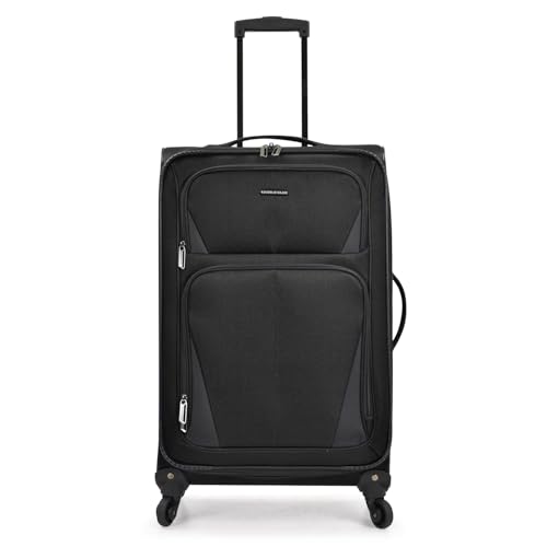 U.S. Traveler Aviron Bay Expandable Softside Luggage with Spinner Wheels, Black, 3-Piece Set