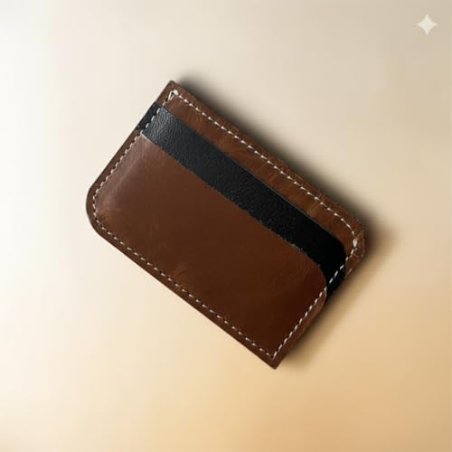 Image of Genuine Leather Card Holder Wallet for Men & Women | Slim Pocket Size Card Holder with Cash Slot | Debit Credit Visiting Card Organizer for Daily Use (Style 12)