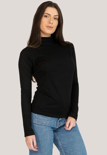 Blusa Canelada Gola Alta | Blusa Feminina Cacharrel Manga Longa Comprida Inverno | Moda Casual | Dye