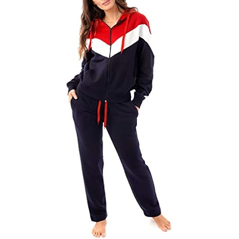 Juicy Trendz® Womens Tracksuits Ladies Striped Pullover Hooded Gym Wear 2 Piece Set Jogging Suit Cover