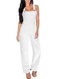 Hybrid & Company Women's Comfortable Stretch Casual Jumpsuit Denim Pants Overalls Rompers PVJ156998 WHITE L