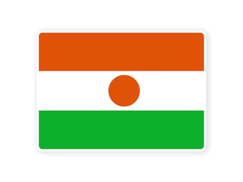 Sticker drapeau NIGER nigerien 10cm(S) - 28cm(XL) autocollant bord blanc (taille S : 10cm x 7cm)