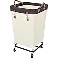 StorageWorks 160L Laundry Basket with Wheels, Large Rolling Hampers for Clothing Organizer, Dirty Clothes Basket for Hotel, Home, Closet, Dorm, Beige
