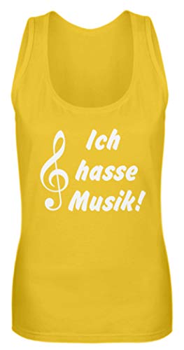 Débardeur pour femme Ich Hasse Musique jaune taille M en coton mélangé