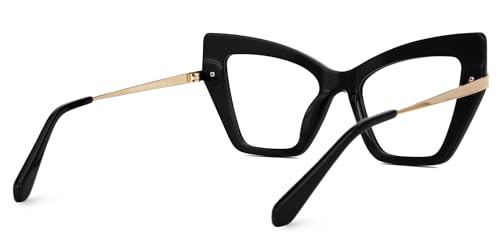 Image of Zeelool Cat Eye Glasses Stylish Pearl Eyewear for Women Blue Light Blocking Glasses Anti Eyestrain Glasses Tilana ZJGX316234 Black