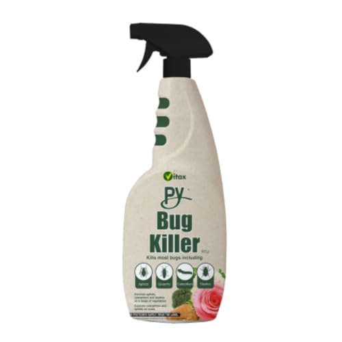 Py Insecticide Bug and Insect Killer Spray - 750ml, Natural Pyrethrum-Based Formula, Controls Greenfly, Blackfly, Caterpillars, Ants, and More, Safe for Edible Plants