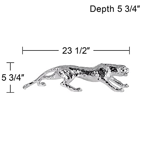Studio 55D Prowling 23 1/2" Wide Silver Mirror Leopard Table Sculpture #TOP3