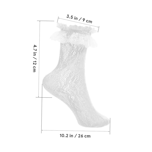 Image of SHERCHPRY 2 Pairs Women Lace Socks with Ruffle Frilly Socks Women Lace White and Black Ruffle Sock for Woman Ladies Accessories