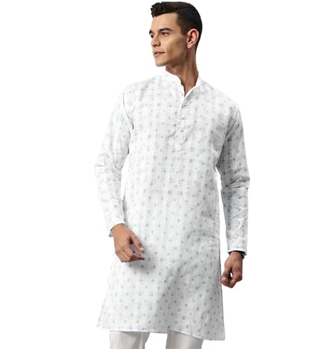 Image of Majestic Man Men's Cotton Regular Fit Ethnic Motifs Printed Long Kurta