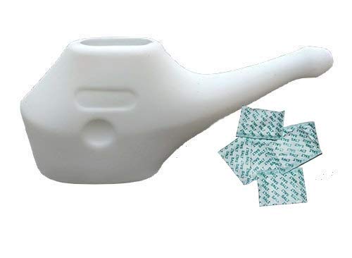 Goodshealthshop Plastic Unbreakable Jal Neti for Nasal Wash 10 Sachet Salt (white color)
