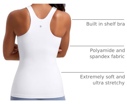 Image of CRZ YOGA Butterluxe High Crew Neck Tank Top | Light Support, Built in Bra, Removable Pads, Yoga, Extremely Soft, Racerback, for Women