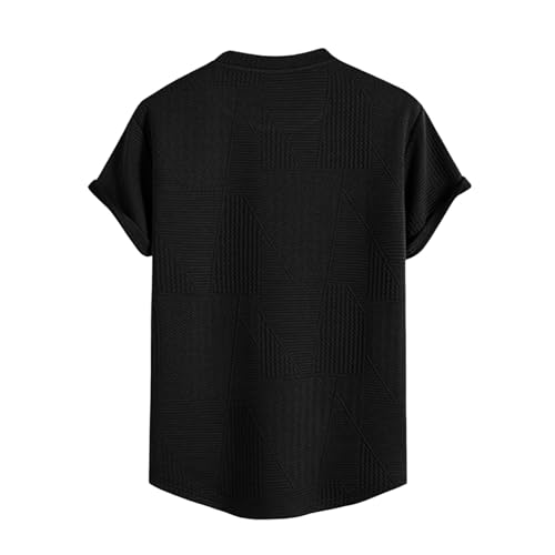 T-shirt pour hommes coupe ample texturée col rond vêtement en relief décontracté 2026