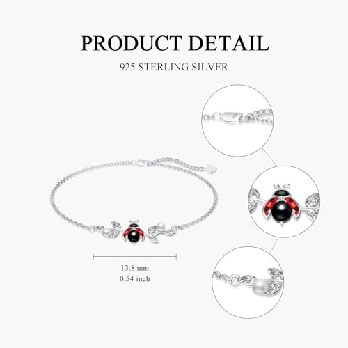 Ladybug Bracelet Sterling Silver Lady Bug Bracelet Ladybug Jewelry Gifts for Women3