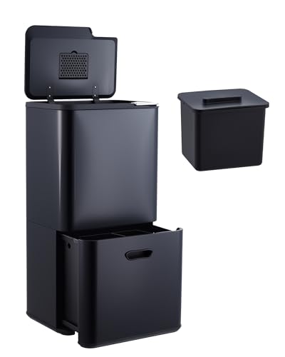 Caneca de Basura Doble Compartimento 60L Acero Inoxidable